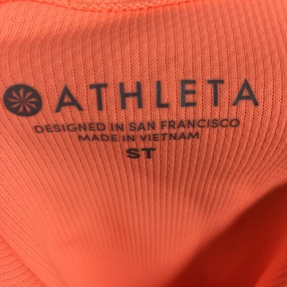 Athleta Neon Orange Sleeveless Collared Top Small Tall - Picture 9 of 9